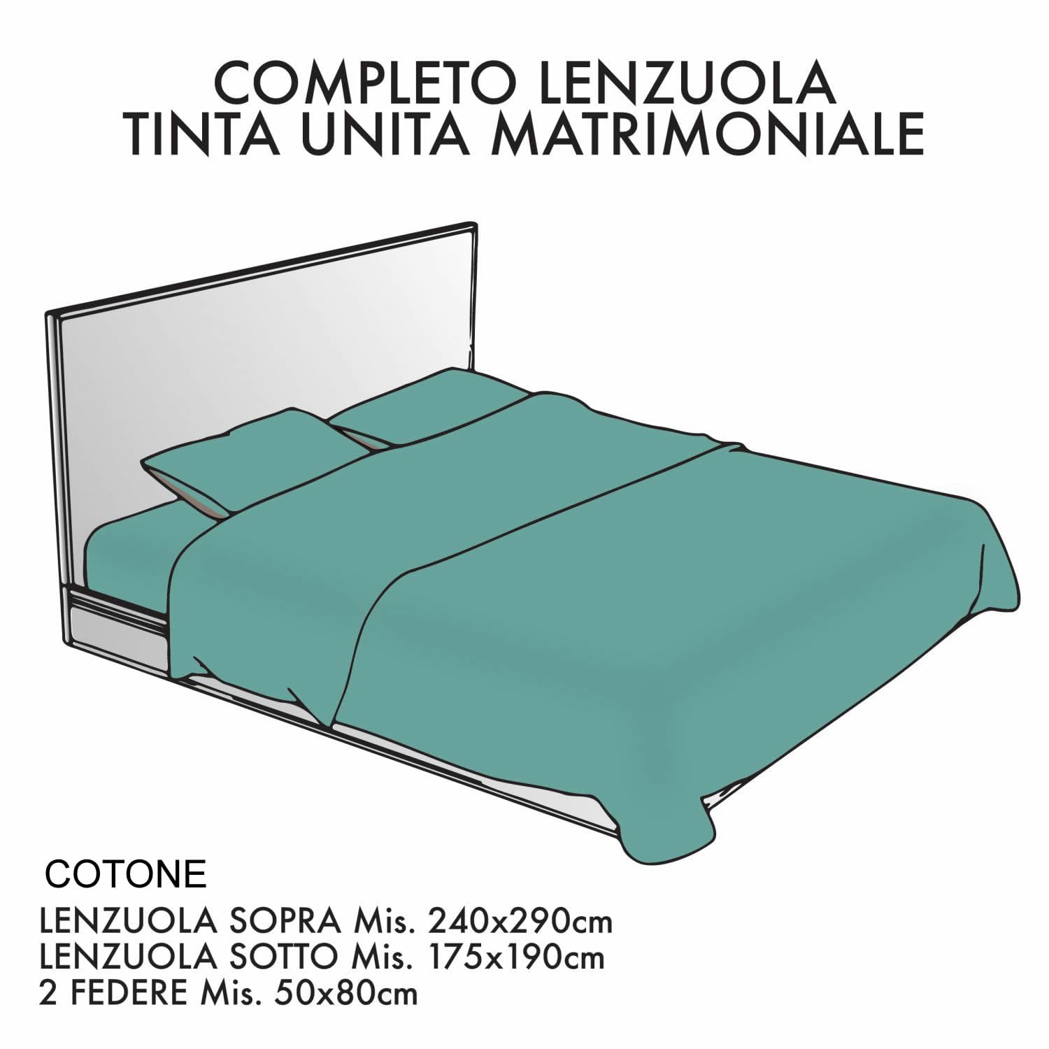 Leonardo Home - completo matrimoniale da Letto in cotone - compreso nel completo 1 lenzuolo - 2 federe per cuscini standard - 1 sotto con angoli