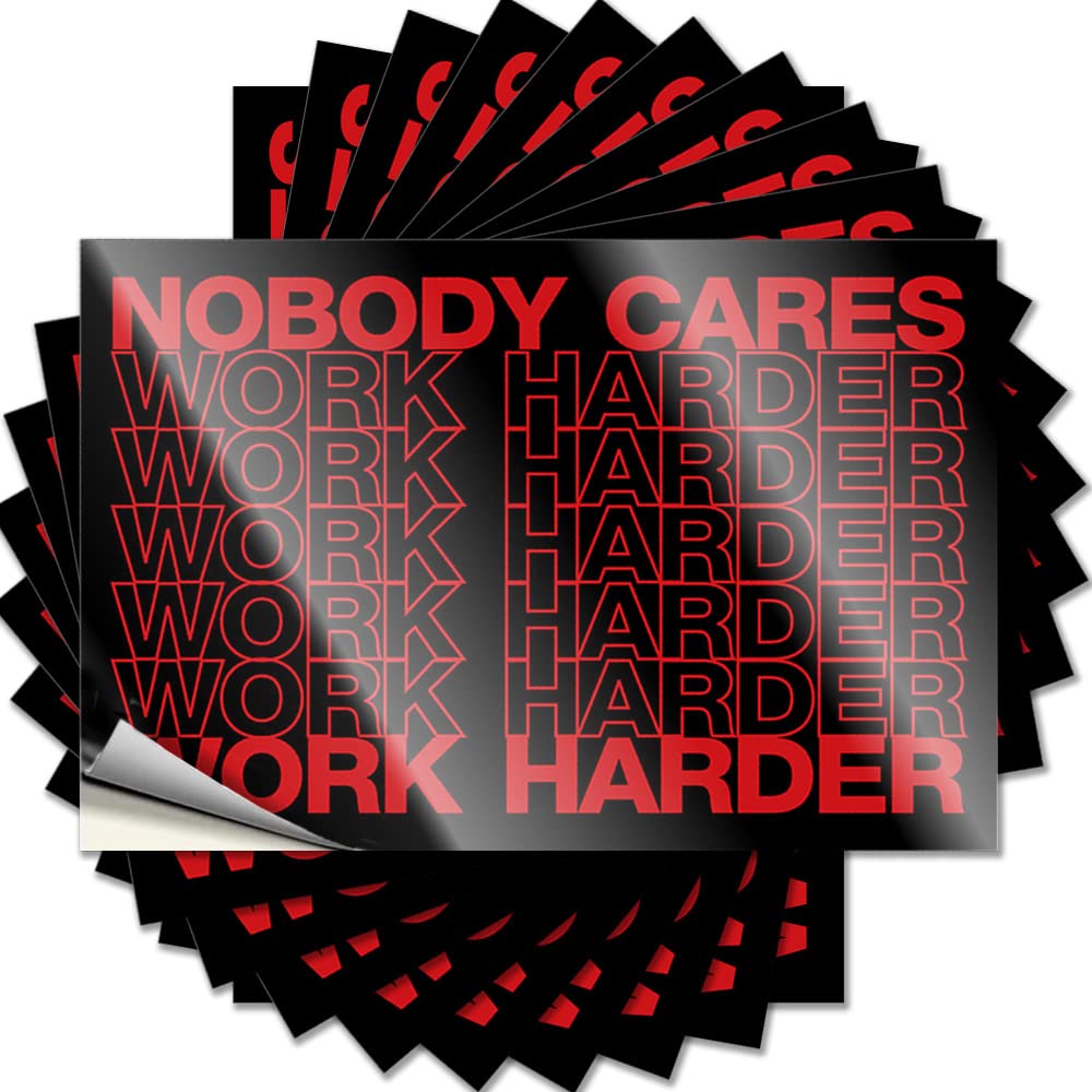 Sticker - Glitter Designer Nobody Cares Work Harder for Car Sports(8X12CM)