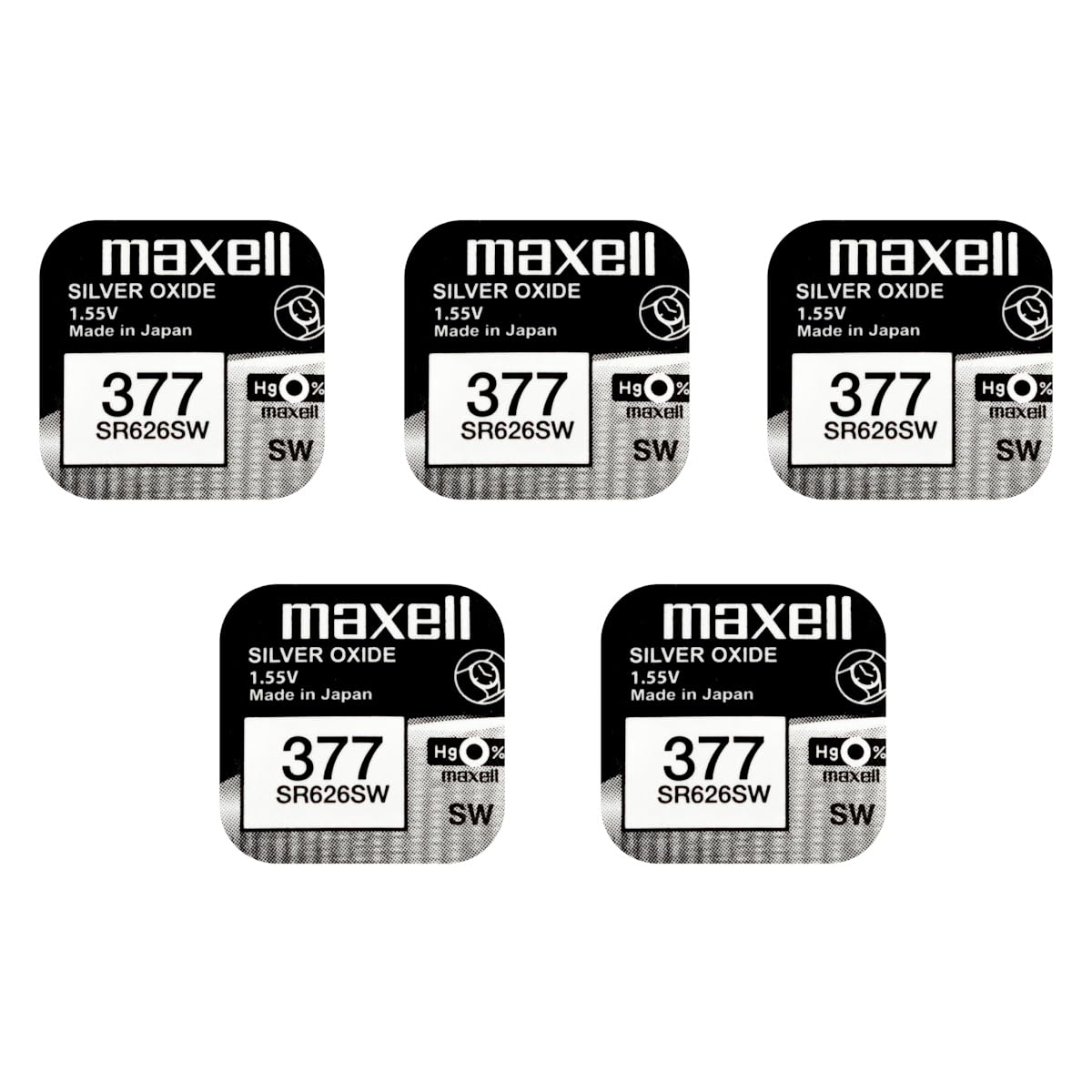 Maxell SR626SW SR626 AG4 377 1.55v Watch Batteries 5-Pack