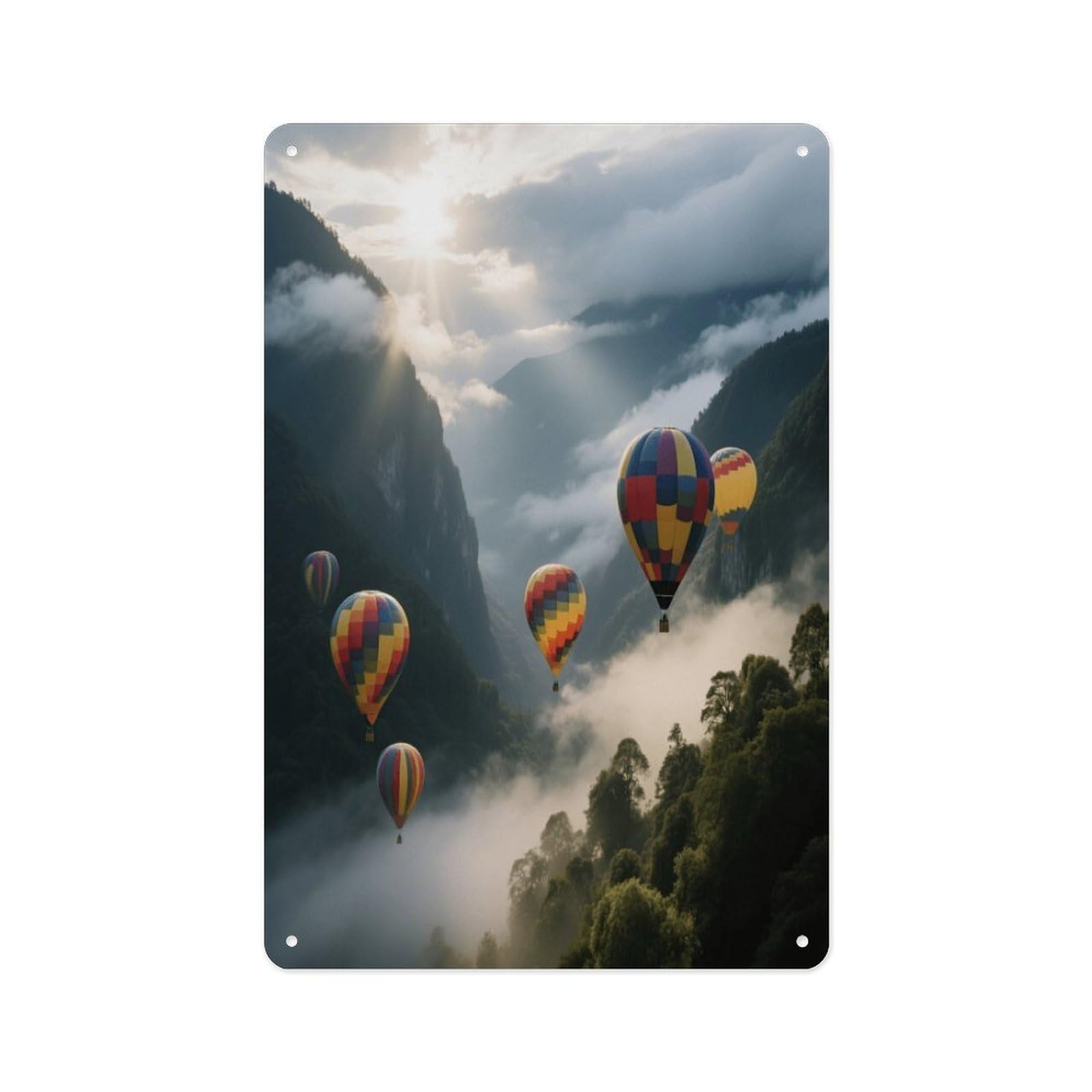 Fekiloot Style Hot Air Balloon Valley Wall Decor Metal Signs Tin Signs Poster
