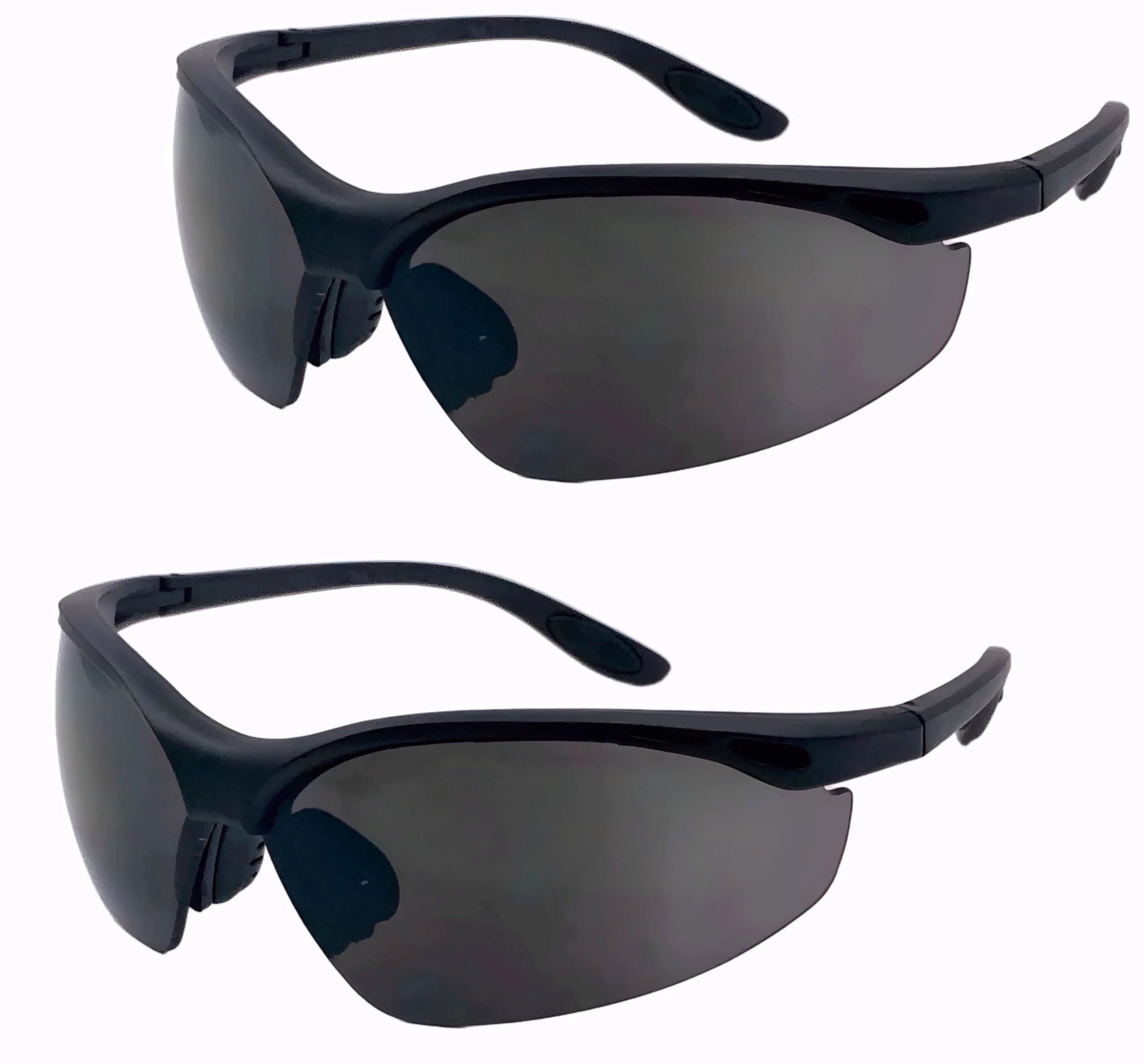 Mass Vision 2 Pair of Z87+ Sport Wrap Full Reading Lens Safety Sunglasses – Impact Resistant UV400 Lenses, ANSI Certified