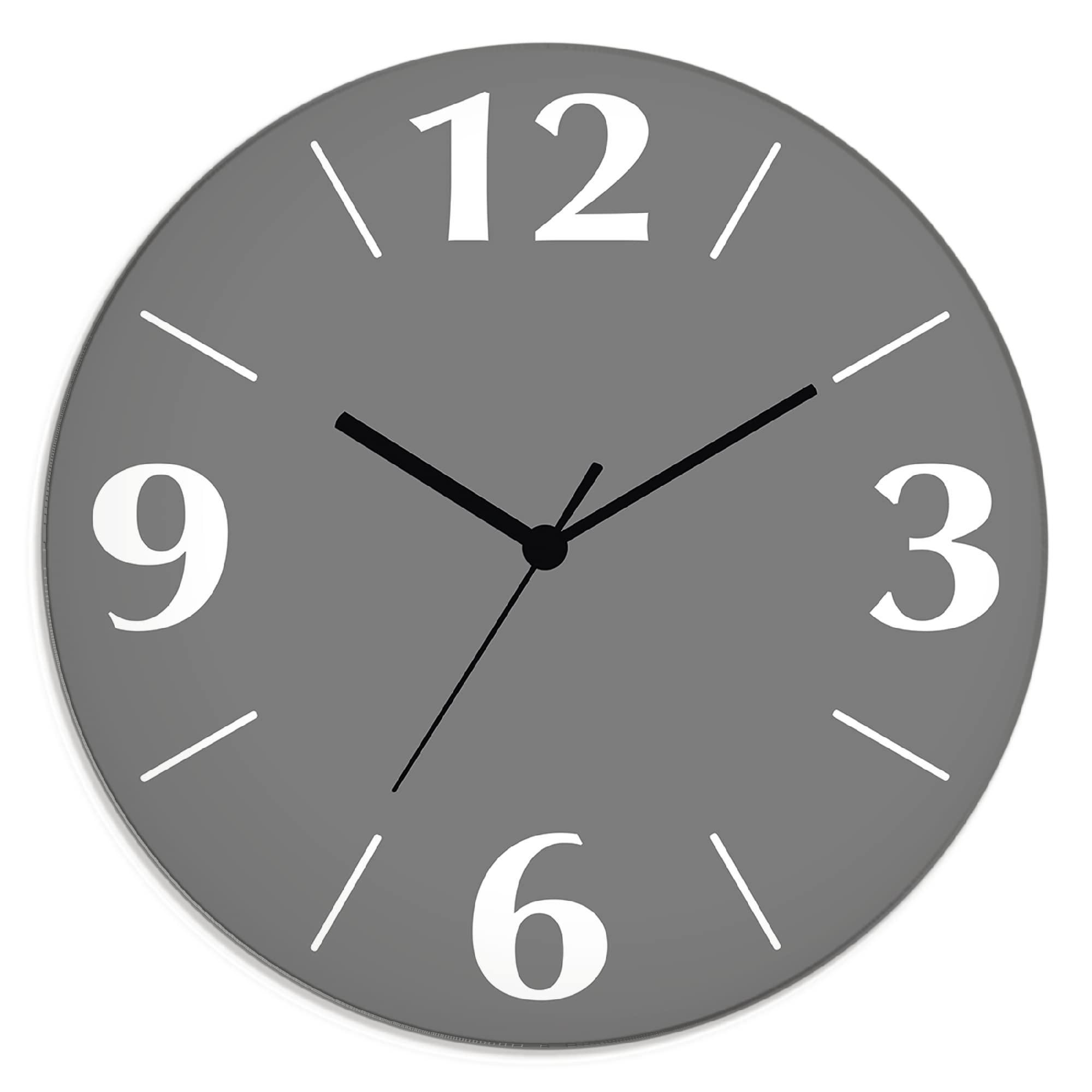 ARTLAND Wanddeko Wanduhr ohne Tickgeräusche aus Glas Funkuhr Ø 30 cm Rund Lautlos Trendfarbe Grau S7KC