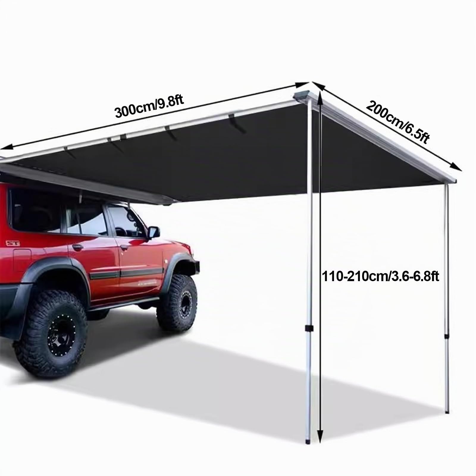Tendalino Auto, Tende SUV Esterna, Parasole per Auto, Estraibile Tende da Tetto Auto, Tendalino Camper, per Campeggio Viaggi All'aperto Roadtrips Cortile(200x300cm/6.5x9.8ft)