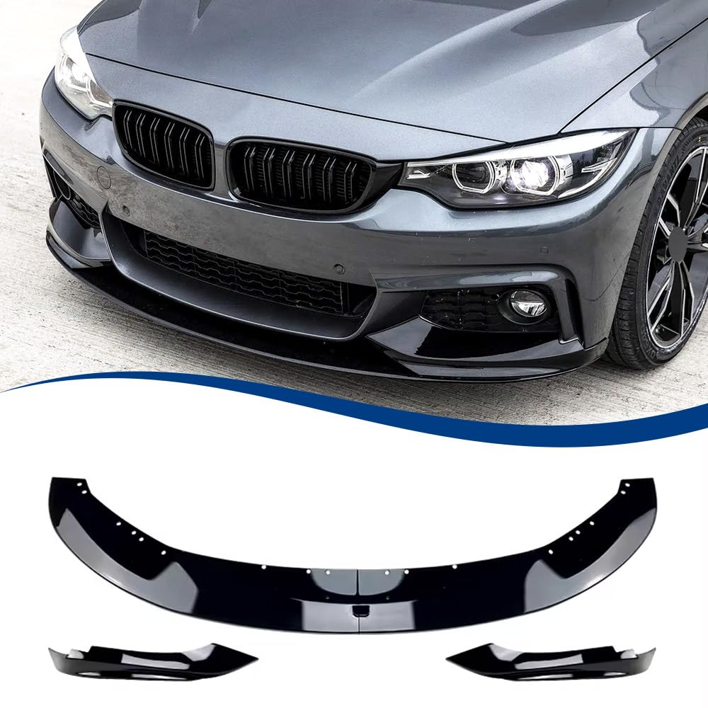 Front Bumper Lip Compatible with (2014-2020) 4-Series F32 F33 F36 with M-Sport Bumper Model ABS Gloss Black Chin Splitter