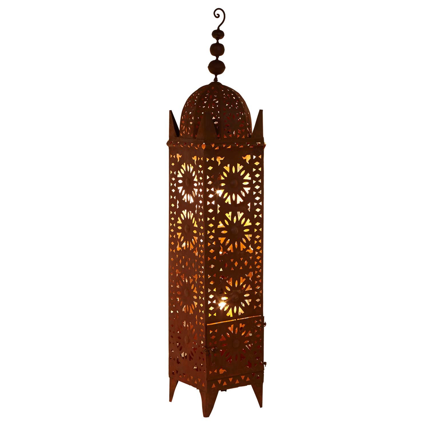 Lanterna in stile orientale, lanterna artigianale in ferro marocchino, candelabro da giardino antivento, lampada da tavolo, realizzata a mano per fantastici giochi di luce | Hilal H144