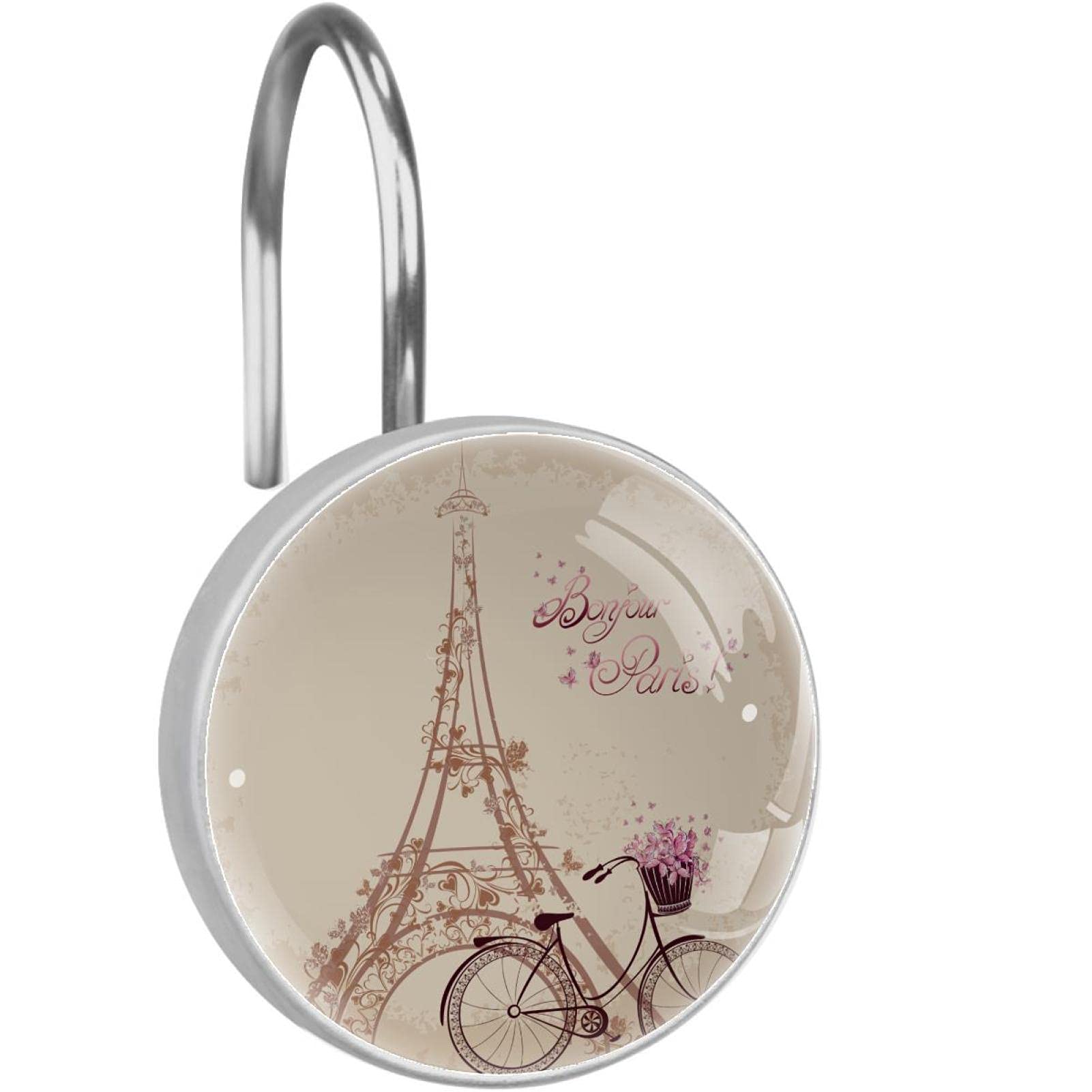 Crochets pour rideau de douche Tour Eiffel en acier inoxydable x12