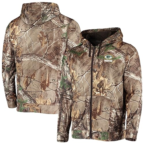 dunbrooke Men's Realtree Camo Green Bay Packers Trophy Tech Fleece Full-Zip Hoodie