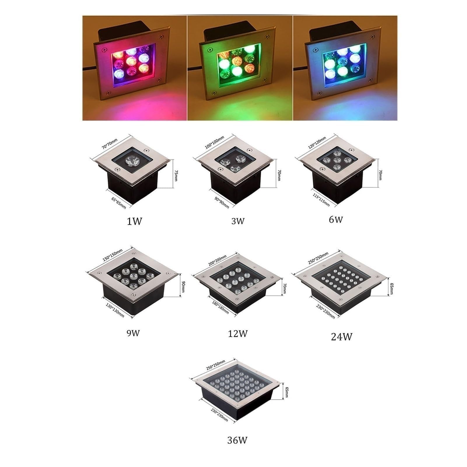 Generisch Lampa ogrodowa LED, 12 W, wodoszczelne reflektory do zabudowy, IP66, oświetlenie zewnętrzne do ogrodu, willi i tarasu, AC 85-265 V, białe światło, trwałe lampy stojące