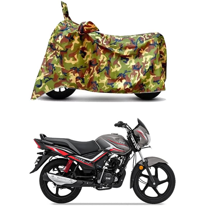 Image of Waterproof 100% PVC Coated Bike Scooty Two Wheeler Body Cover Compatible for TVS Star City Plus /UV-Rays /Heat Protection /Birds Dropping /Scratchproof /Dust Proof /All Varient[6X6 Jungle Print]