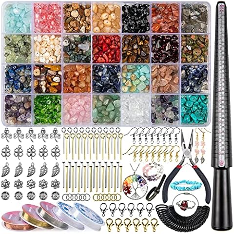 HONGTEYA 28 Colors Crystal Jewellery Making Kit,Ring Making Kit with 1630 Pcs Crystal Gemstone Beads,for Ring, Earring and Jewelry Making Cover