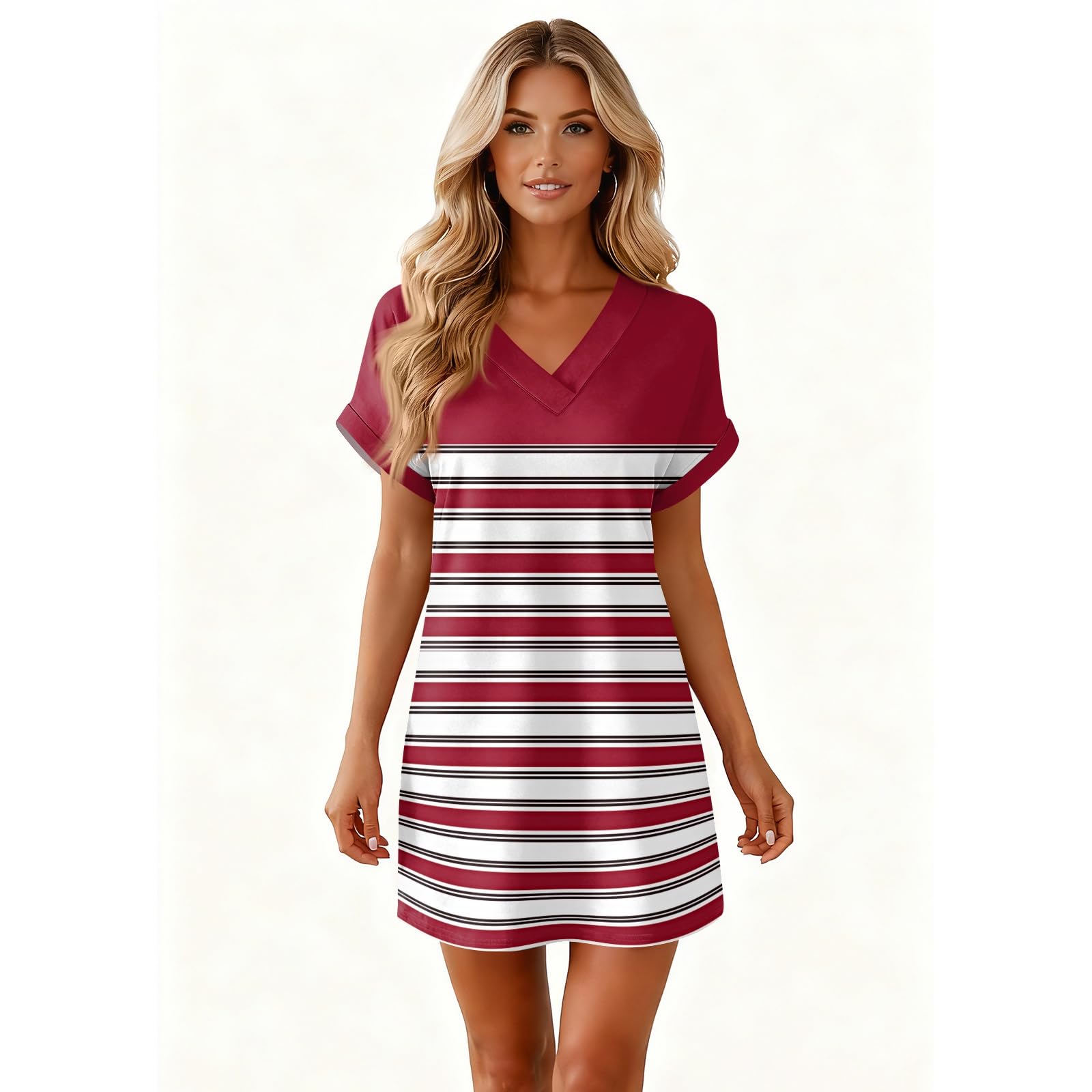 Generisch Sommerkleider Women's Sommer Modetalent Grosse Grössen Kleid Sportlich Ohne Arm Lauschig Kleider Damen Rundhals