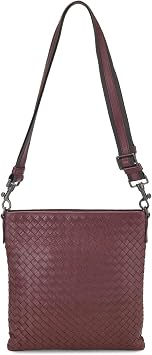Bottega Womens Pre-Loved Burgundy Intrecciato Flat Messenger Bag, Burgundy, Red, One Size