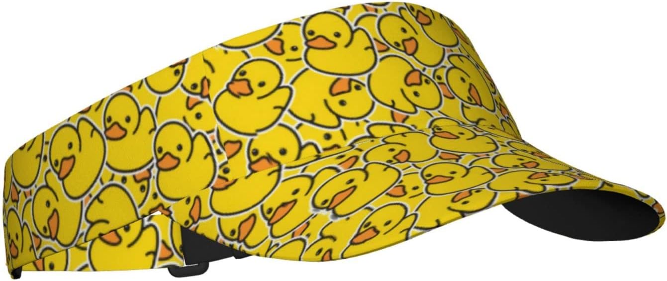 Cute Duck Print Hats Women Men Visor Hat Black One Size Adjustable Beach Cap Hat - Image 2