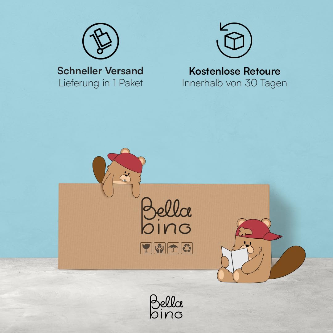 Bellabino Tea Kindergarderobe – Kleiderständer mit 6 Ablageflächen & 1 Kleiderstange in Natur – Montessori Kleiderschrank aus Birkenholz unbehandelt – Garderobe für Kinder – Kinderregal 114x40x105 cm
