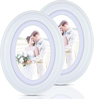 SENENQU 2Pack Oval Picture Frames 5x7 White Oval Frames with Mounting Screws and Hooks