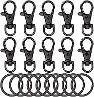 Vista 1 de 20 piezas de cierres giratorios con gancho a presión con clip para llavero, cordón de metal con cierre de langosta para manualidades, fabricación