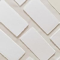 Deckle Papers Handmade Cotton Paper with Deckle Edges - 150gsm Blank 3x5" Cards for Wedding Invitations, Calligraphy, Watercolor (100 Pack)