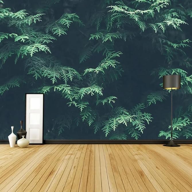 Papier peint moderne tropical 3D grand format feuilles vertes - 2