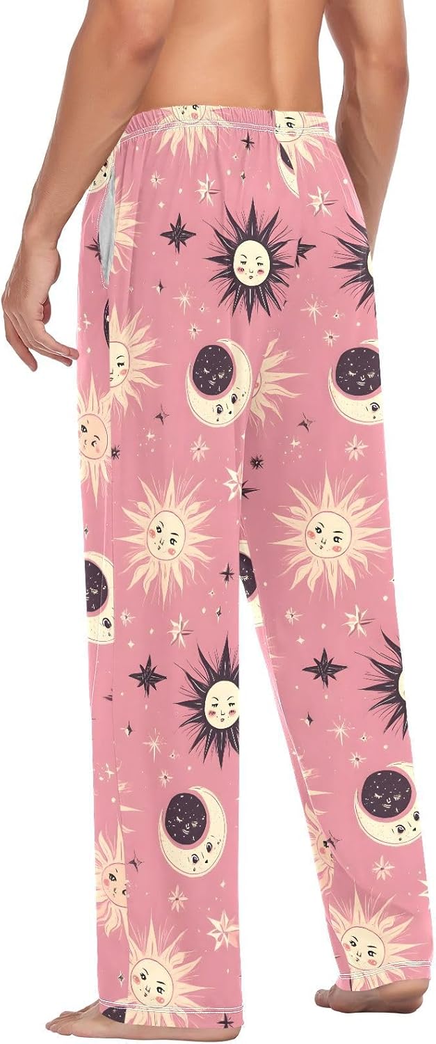 ALAZA Moon Sun Stars Alchemy Men's Pajama Pants Men Cotton Pajama Bottoms with Pockets, S