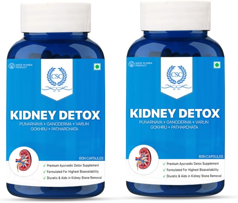 CSC Kidney Detox and Cleanse With a Combo Of Patharchata Gokhru Punernava Ganoderma & Varun, Supplement For Kidney Function, Gut Health, UTI And Bladder Problems - Pack of 2