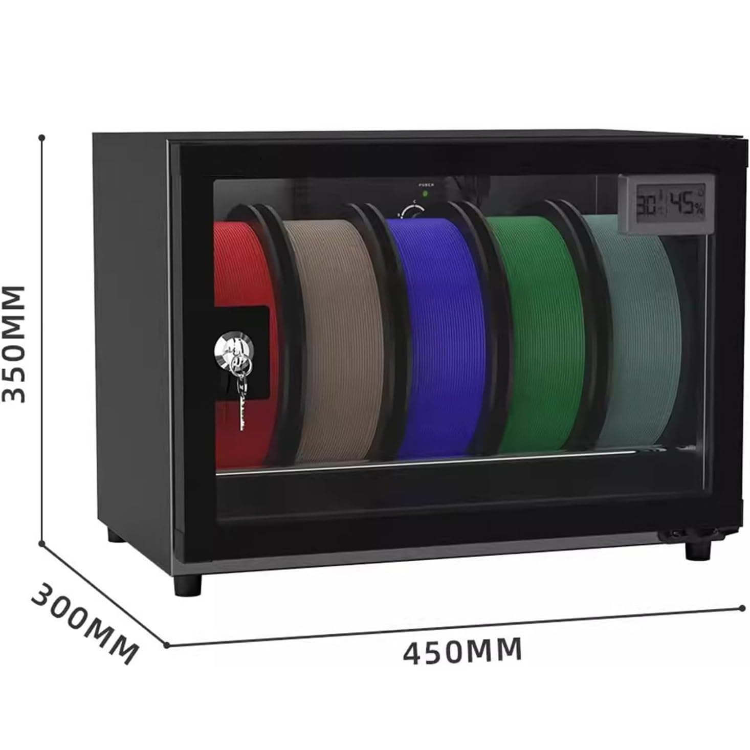 3D Drucker Filament Aufbewahrungsbox, 25L Luftentfeuchter Schrank mit LCD-Display, kontrolliert RH25%-RH60%, hält 5 Rollen für PLA, ABS, PETG, TPU-Filament