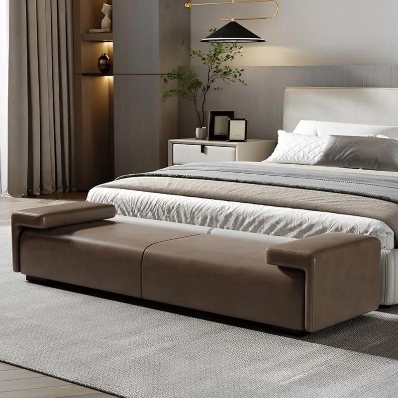 Sephro Modern Bedroom Bench with Upholstered Seat and Comfort 3 Seater Sofa Ottoman Bench for Living Room Bedroom Footrest (Brown)-image-33