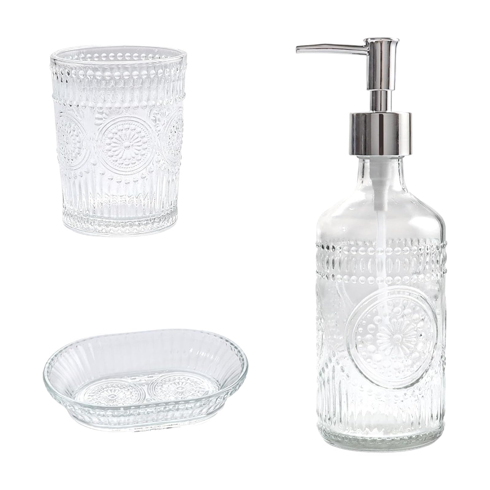 Xjdzineq Sophisticated Glass Bathroom Planner Part Set Soap Distributor Dentalbrush Owner Water Immune Base for Sink Countertop Lavishness Bathroom Addition Set