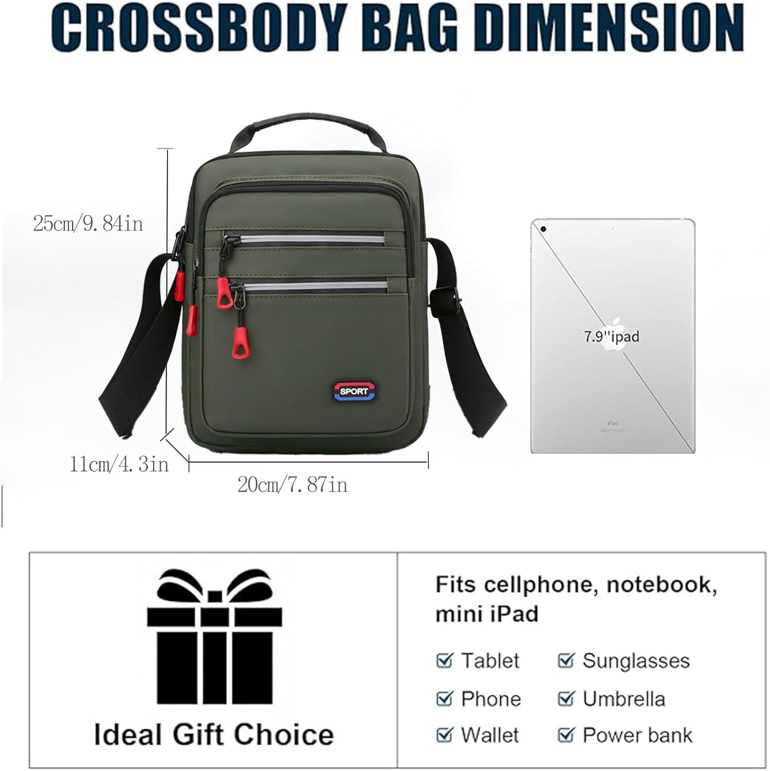 Messenger Bag For Men And Women,Crossbody Bag With Adjustable Shoulder Strap,Anti-Theft Classic Shoulder Bag - Image 3