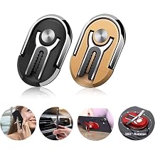 Phone Ring Holder - Two-in-one Multipurpose Mobile Phone Bracket Holder Stand 360 Degree Rotation & 90Flip for Car Home, Multiple-Angle Cell Phone Ring Holder Black+Gold