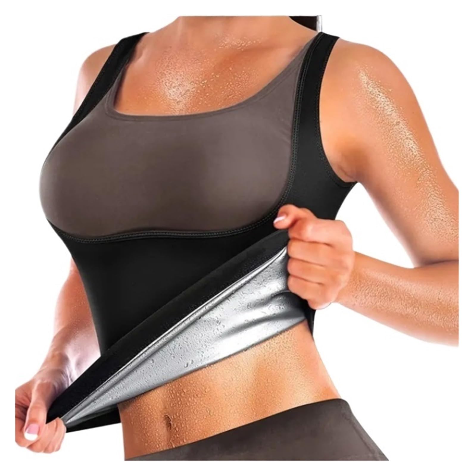 Fajas Waist Trainer Chaleco del sudor del entrenamiento de la cintura del traje de la sauna de las mujeres, talladora del cuerpo de la aptitud de las mujeres con la cremallera Entrenador de Cintura