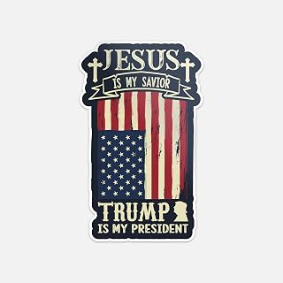 Jesus is My Savior Trump is My President American Flag Sticker Vinyl Bumper Laptop Window Decal Waterproof