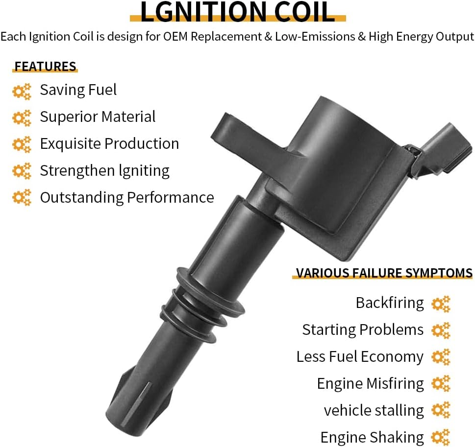 Set of 8 FD508 Ignition Coil Pack and SP515 Platinum Spark Plug Compatible with 2005-2008 Ford Expedition Explorer Mustang Mark LT Navigator Mountaineer F-150 F-250 F-350 F-450 F-550 5.4L 4.6L DG511