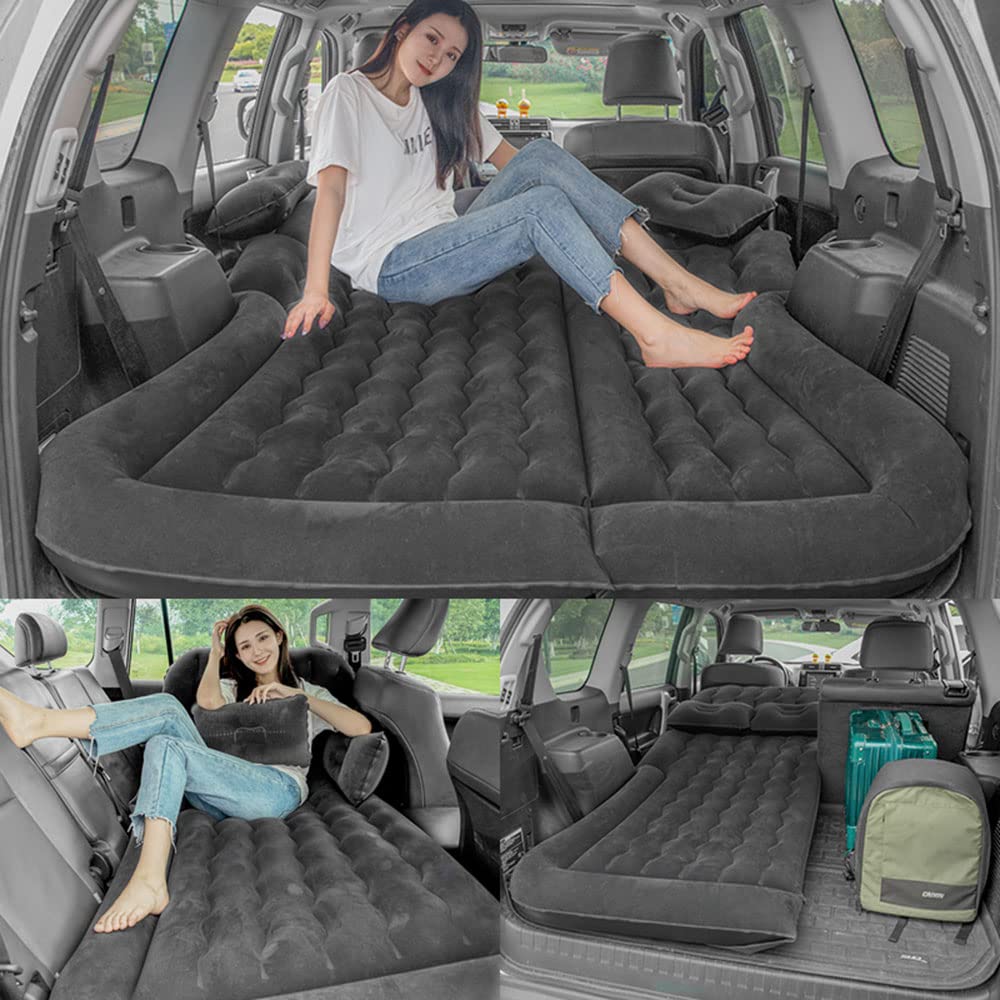 MUSESPANI Car Inflatable Bed Air Travel Mattress,Inflatable Thickened Car Air Bed Mattress with Air Pump-Universal Camping Airbed for General SUV Medium car Business car (Black)