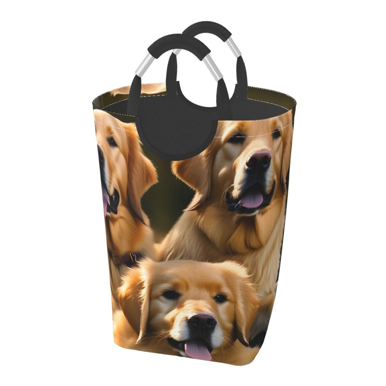 Panier à linge autoportant avec anneaux en aluminium Golden Retrievers