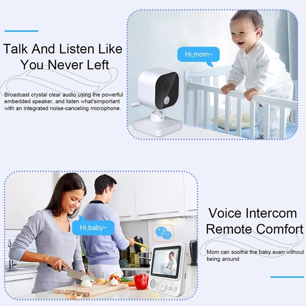 CONFUSE Baby Monitor LCD da 2,8 Pollici Videocamera per Bambini di Sicurezza Wireless 2.4G Conversazione Bidirezionale Visione Notturna Allarme per La Temperatura del Bambino