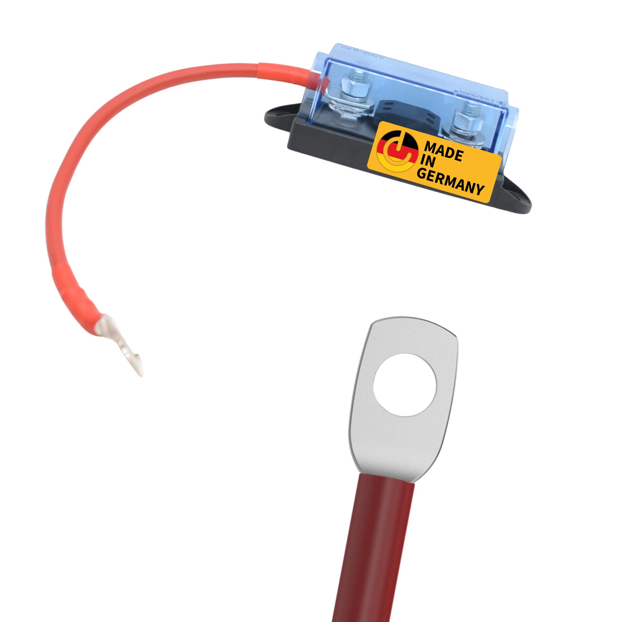 Sicherungs Set/Batteriekabel Wechselrichter/Spannungswandler bis 2000 Watt/150 A inklusive Mega Sicherungshalter und Sicherung. 35mm2 Kabel