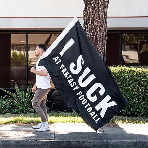 Image of TrophySmack I Suck At Fantasy Football Flag, Embarassing Loser Award - 6ft (Black)
