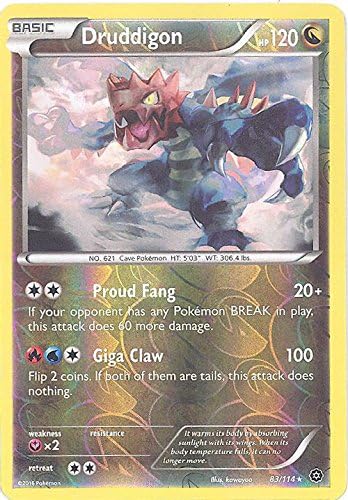 Pokemon TCG - Druddigon 83/114 XY Steam Siege, Rare Dragon Type Card - View #4