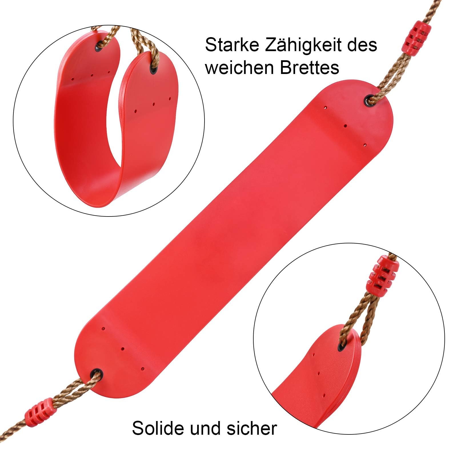 Thaibna Elastische Kinderschaukel Bunte EVA Soft Board U-förmige Schaukel Sitz Schaukel Kinder Garten Outdoor Schaukel (red)