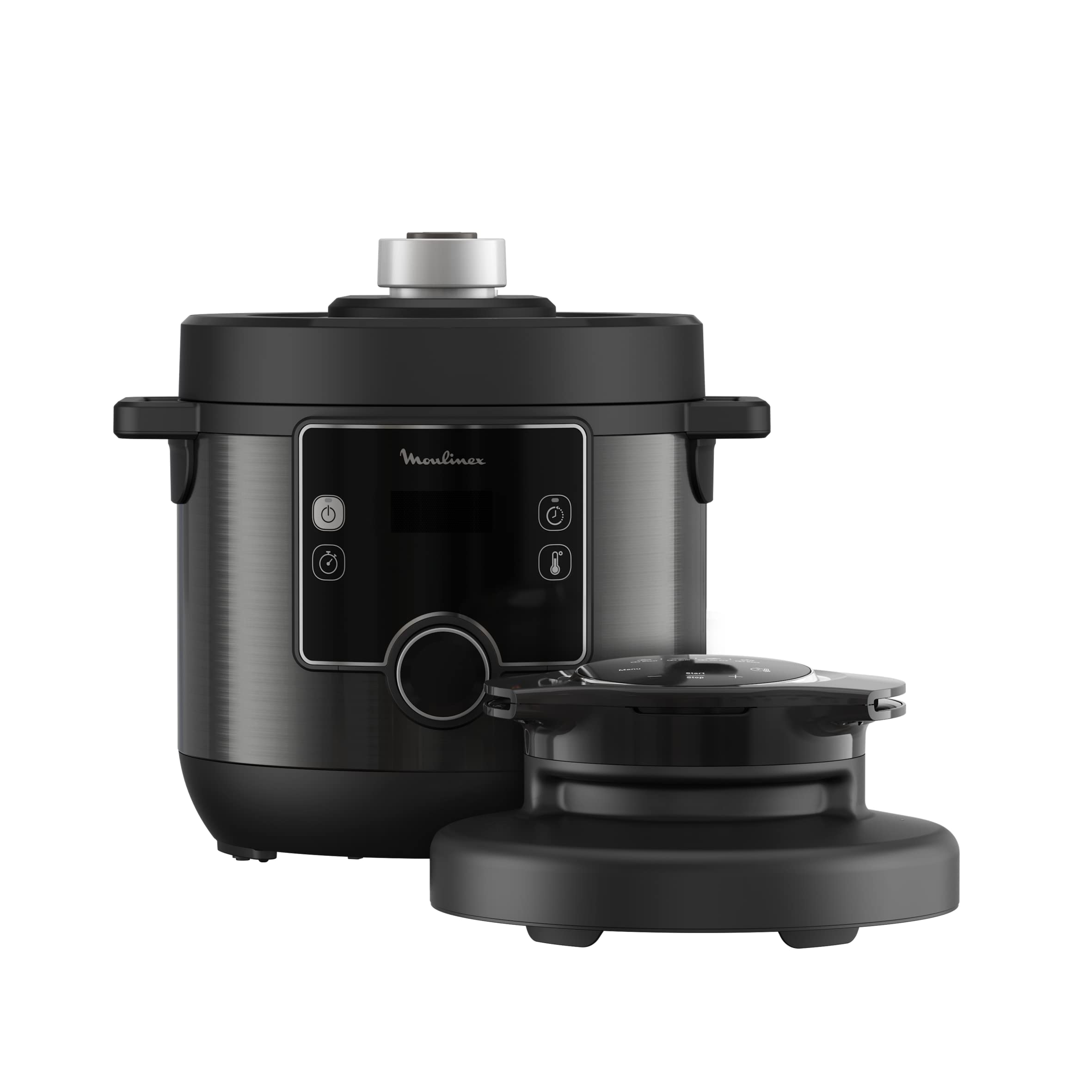 Moulinex CE7788 Turbo Cuisine et Fry Multicuiseur, Couvercle Turbo-Crisp multifonction, 15 programmes automatiques, Cuisson sous pression, Application, Louche incluse, Noir
