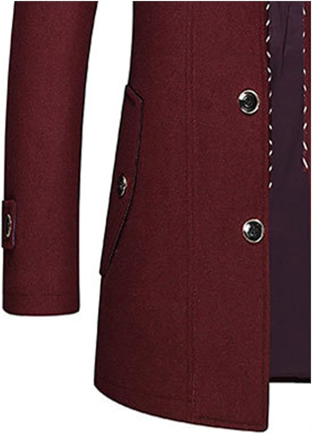 SOMTHRON Men's Wool Blend Coat with Detachable Scarf or Iner Collar Single Breasted Pea Coat Warm Winter Trench Coat