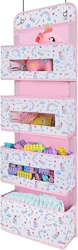 WERNNSAI Organizador de puerta de unicornio  39 x 12 pulgadas transparente para ventana de bebé niñas sobre la puerta, organizador de baño,