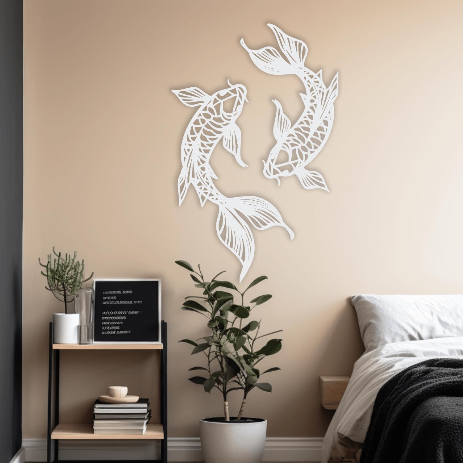 Sculpture Murale Poisson Koi en Métal : Énergie Zen dans votre Séjour