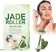 Jade Roller & Gua Sha Set Face Roller Anti-Aging Facial Roller Natural Green Jade Beauty Massager Tool Skin Care Tool for Face Neck Eye to Reduce Wrinkles and Relax Gift Items Body Muscles (Jade Roller)