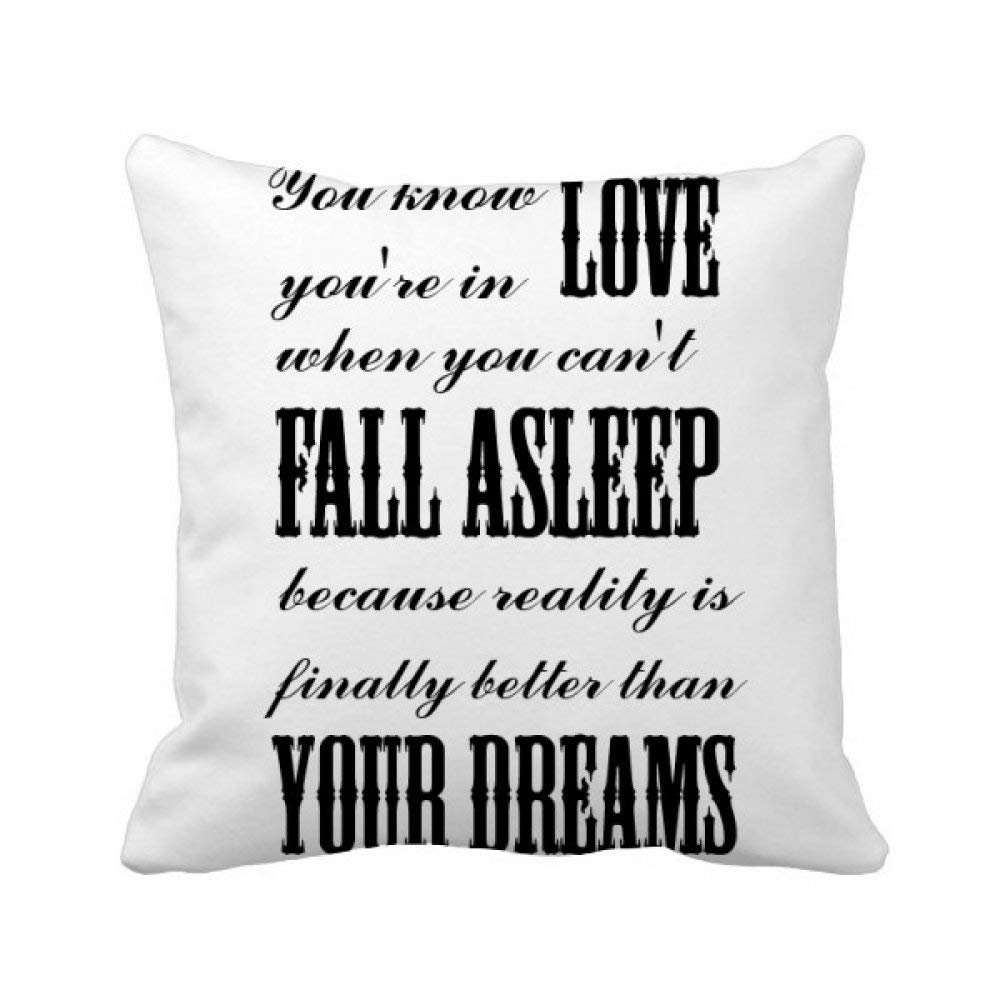 Housse de coussin citation anglaise Dream Reality Love carrée pour canapé