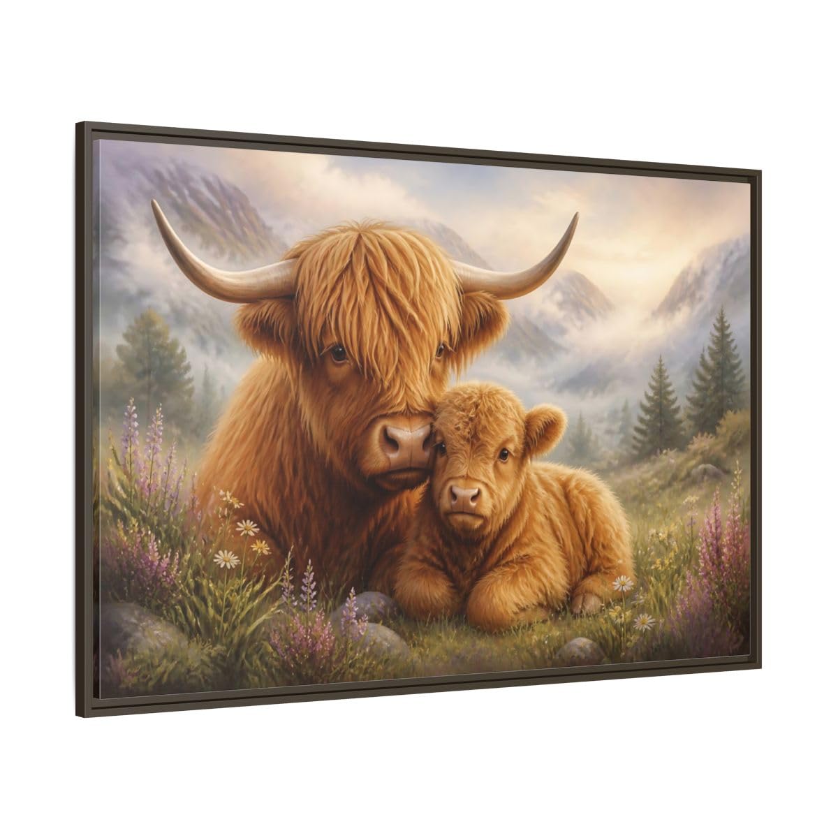 Impression vache Highland réaliste grand format avec cadre - 8
