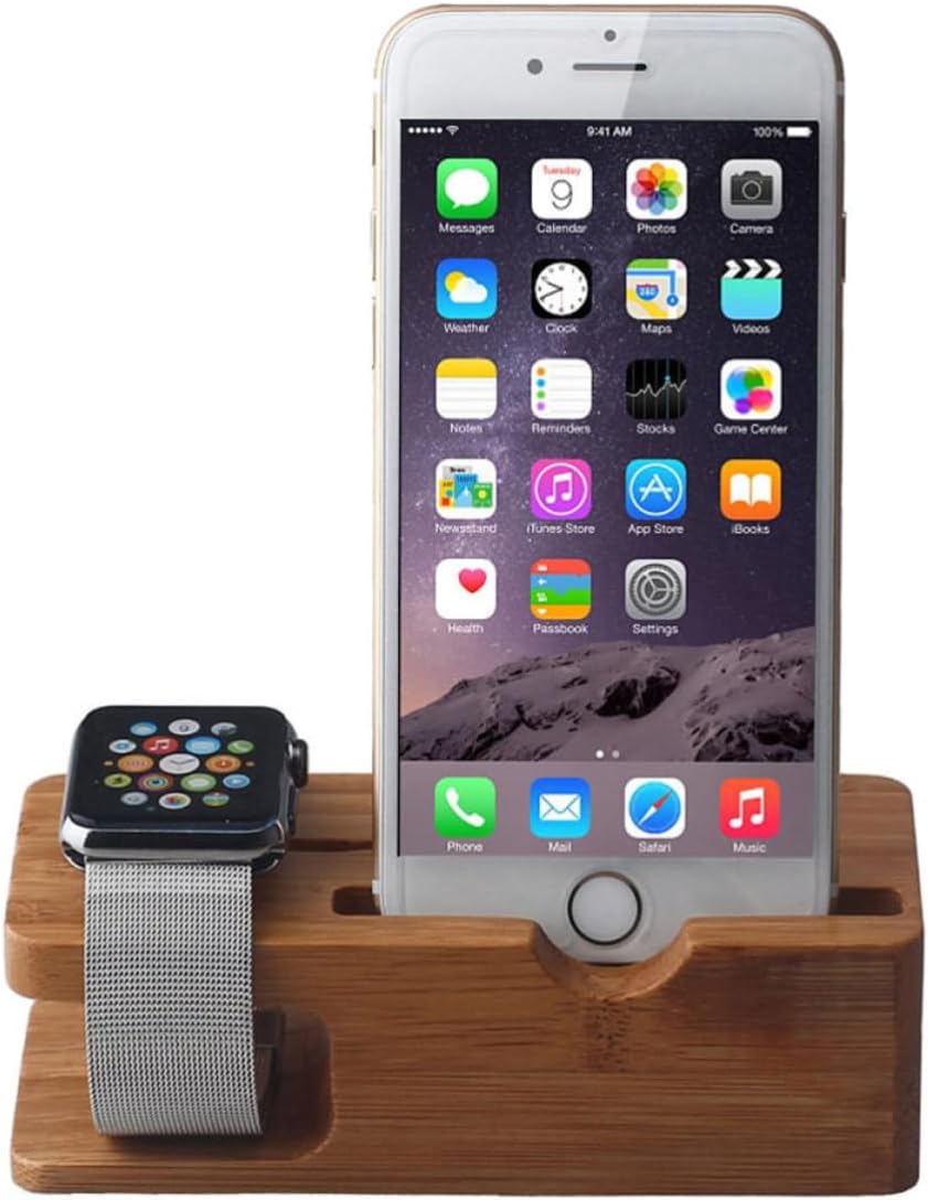 Wood Watch Charging Stand Dock for Smartwatch and Phones