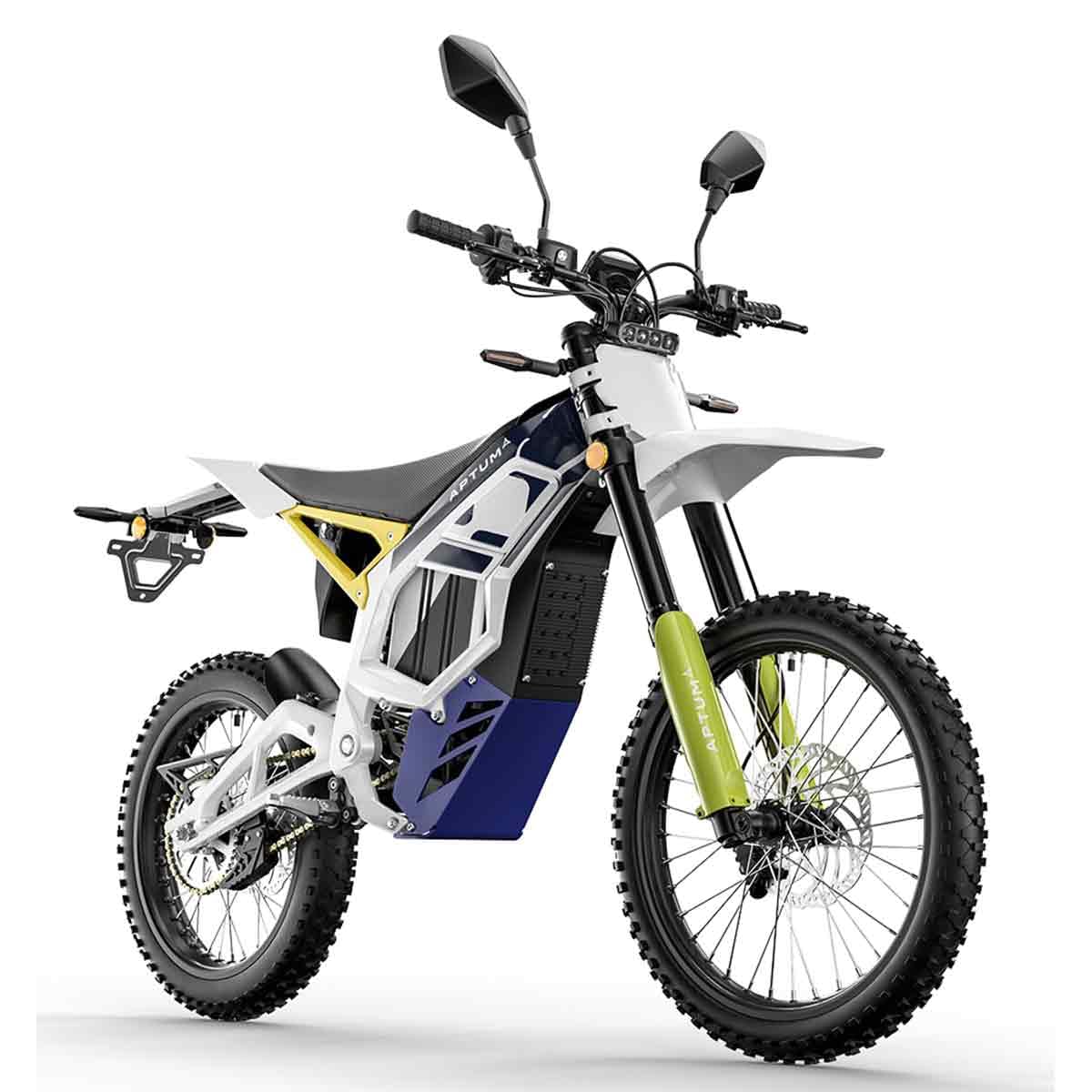 cysum Aptum Ap-8F Moto Elettrica Per Adulti, Ici Da Cross Elettrica Da 19 Pollici Con Batteria Al Litio Da 72 V 40 Ah, Autonomia Di 120 Km, Motore Da 10 Kw Di Picco, 410 Nm E-Moto (bianco)