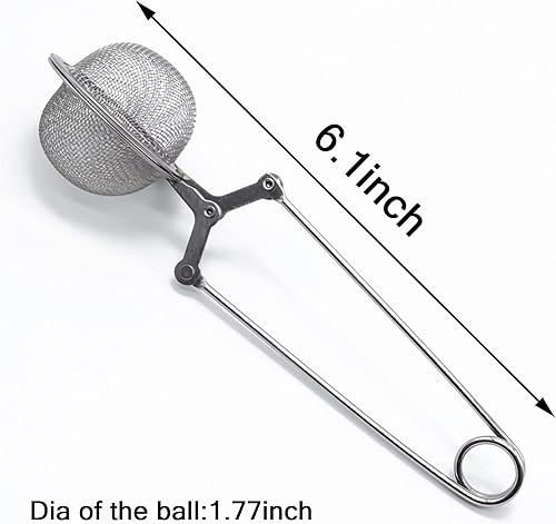Miniatura 2 de TIHOOD Infusor de té a presión, 10 unidades, bola de malla de acero inoxidable, colador de té con mango para hojas de té sueltas, pinzas de filtro