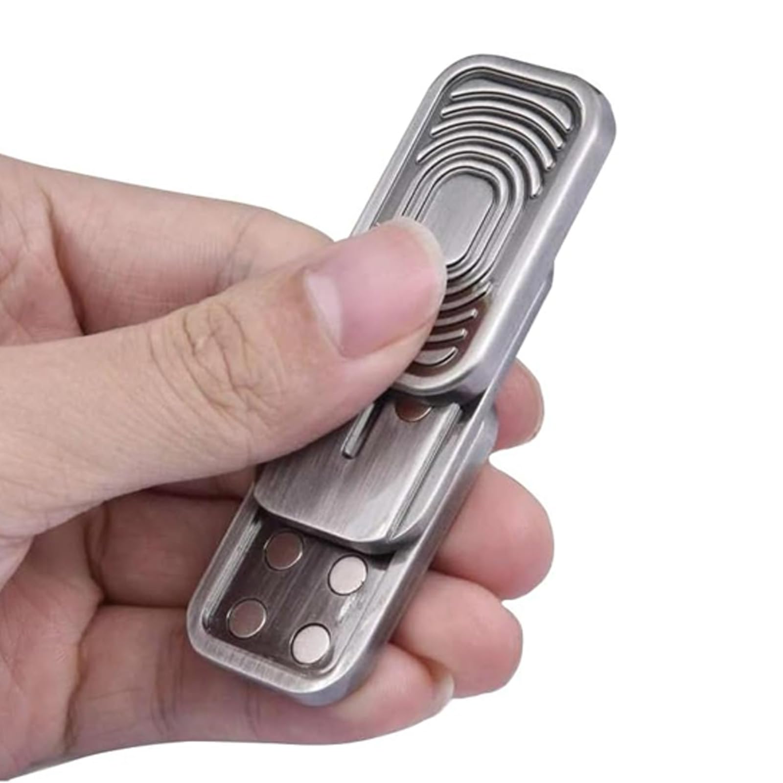 Ninnyi Metal Fidget Slider Anxiety Autism Stress Relief for Women Men(Silver)